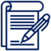 contract Icon of a pen writing on a notepad, representing note-taking or writing.