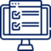 online-test Icon of a computer monitor displaying checklists with check marks, representing task completion or digital organization.